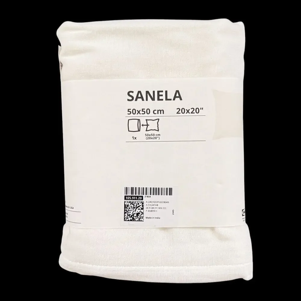 IKEA SANELA Off-White Velvet Cotton Pillow Cover 20